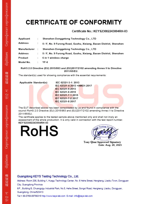 yf 6 rohs cert